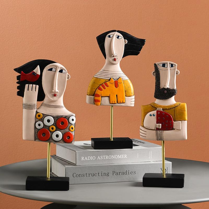 Simple for Creative Women Face Art Statue Lady Sculpture Abstract Characters Crafts Ornaments Home Office Bedroom Craft