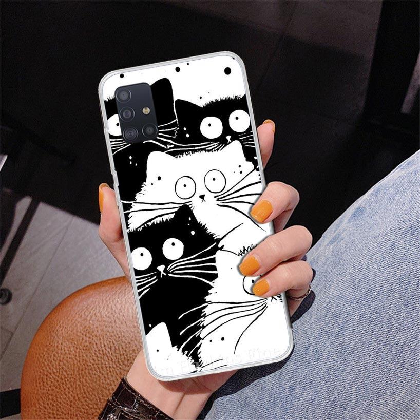 Cat Cute Kitten Cartoon Phone Case For Samsung Galaxy A52 A32 A22 A12 A51 A31 A50S A30S A20S A10S Note 20 Ultra 10 Plus S10 A72