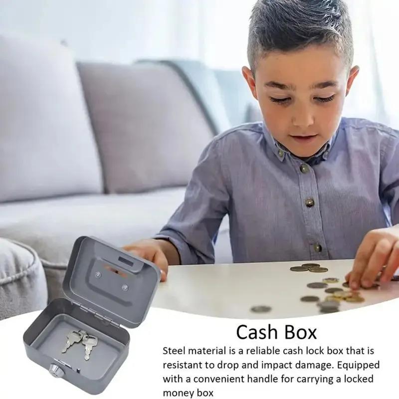 1PC Lockable Safe with Key - Portable Metal Safe, Creative Coin Organiser & Sturdy Storage Box for Kids