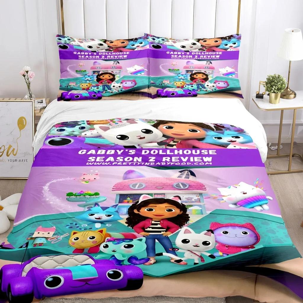 Gabby's dollhouse Kawaii 3D NEW Duvet Cover Pillowcase Bedding Set Adult Girl Bedroom Decoration Children Single Double Large
