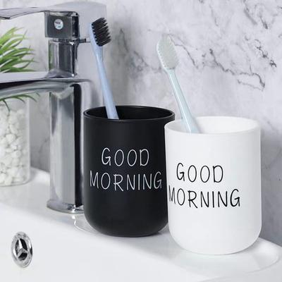 Tragbare 330ml Reise-Waschbecher für den Mund Zuhause Badezimmer Paarbecher-Set Guten Morgen Zahnbürstenhalter Tasse Toilettenartikelbecher Aufbewahrungsbecher
