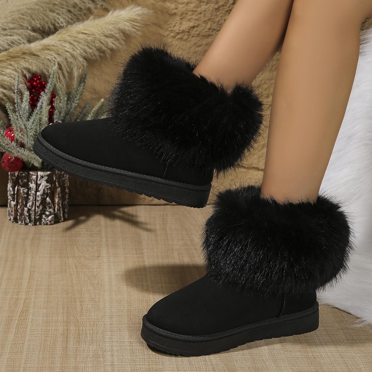 Winter New Round Head Flat with Warm and Comfortable Non-slip Snow Boots Suede Muffin Bottom Short Tube Wool Cotton Boots 36 чёрный 3674₽