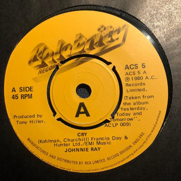 

7-дюймовая пластинка JOHNNIE RAY - Cry ACS5 Celebrity Recor 1980 UK Рок Б/У