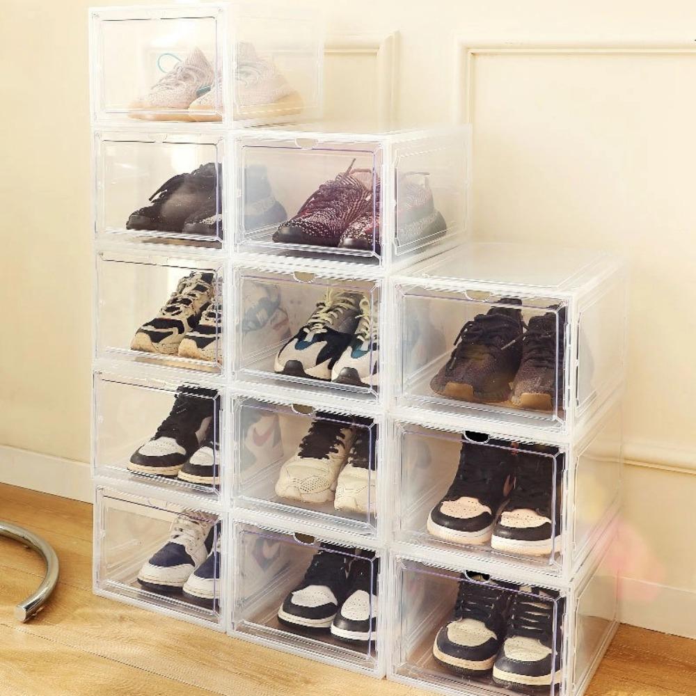 New Transparent Basketball Shoe Box Acrylic Dust-proof Storage Box Anti-oxidation with Suction Shoe Cabinet Household Dormitory