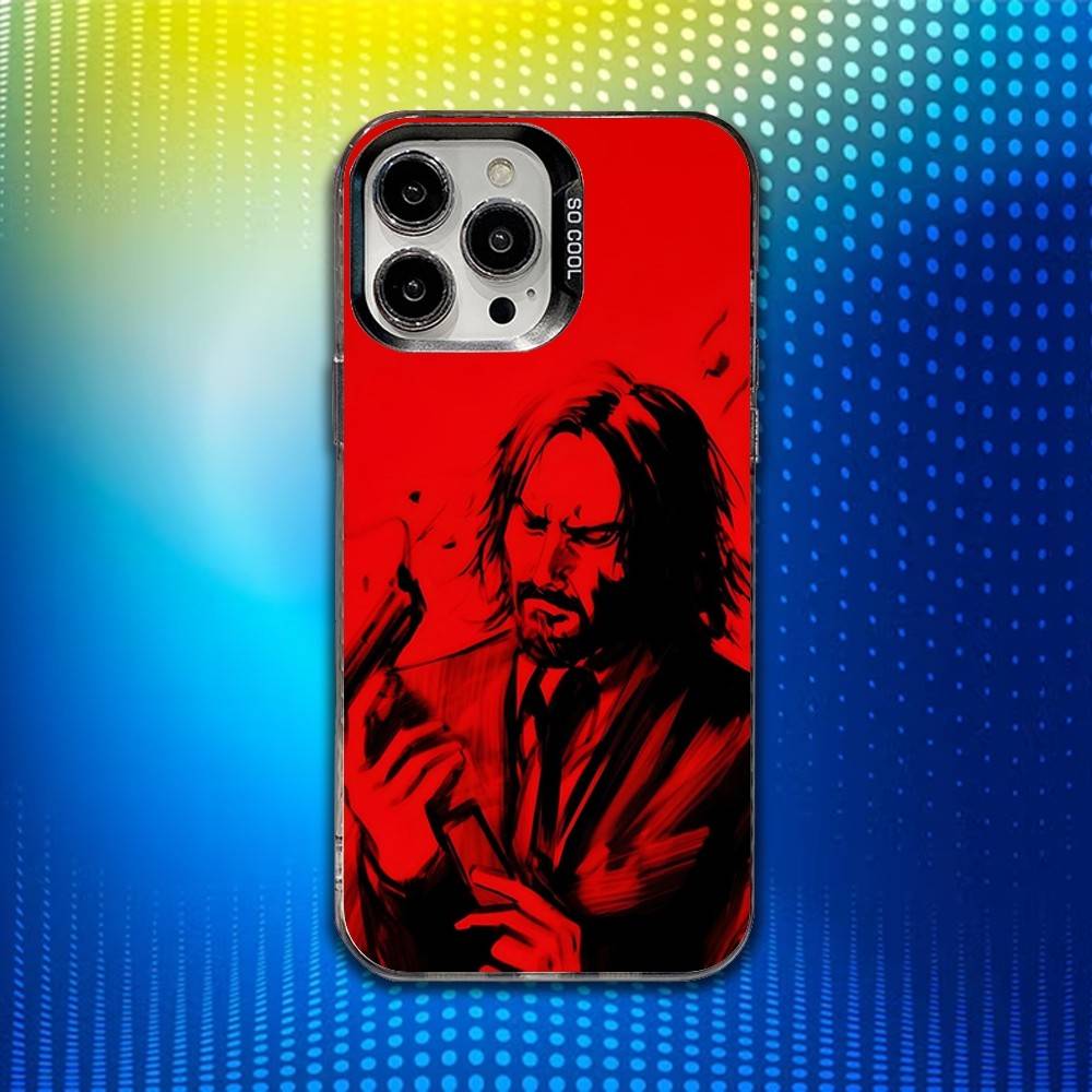 Custodia per Telefono Film J-John Wick Per iPhone 16,15,14,13,12,11,Mini,Pro,SE,MAX Bianca Opaca Cover Antiurto