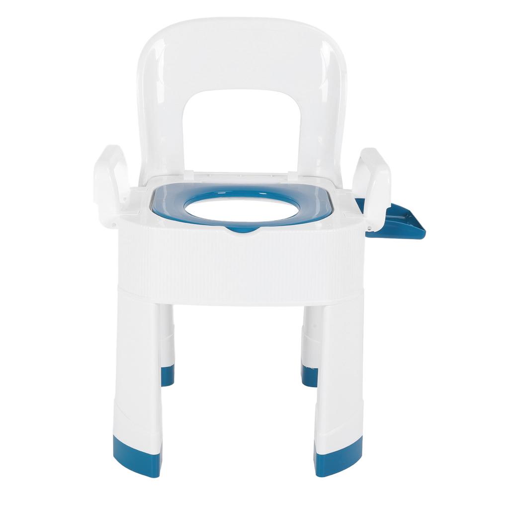 Folding Squat Toilet Commode Chair Shower Toilet Chair with Widened Armrests for Elderly Pregnant Women Blue