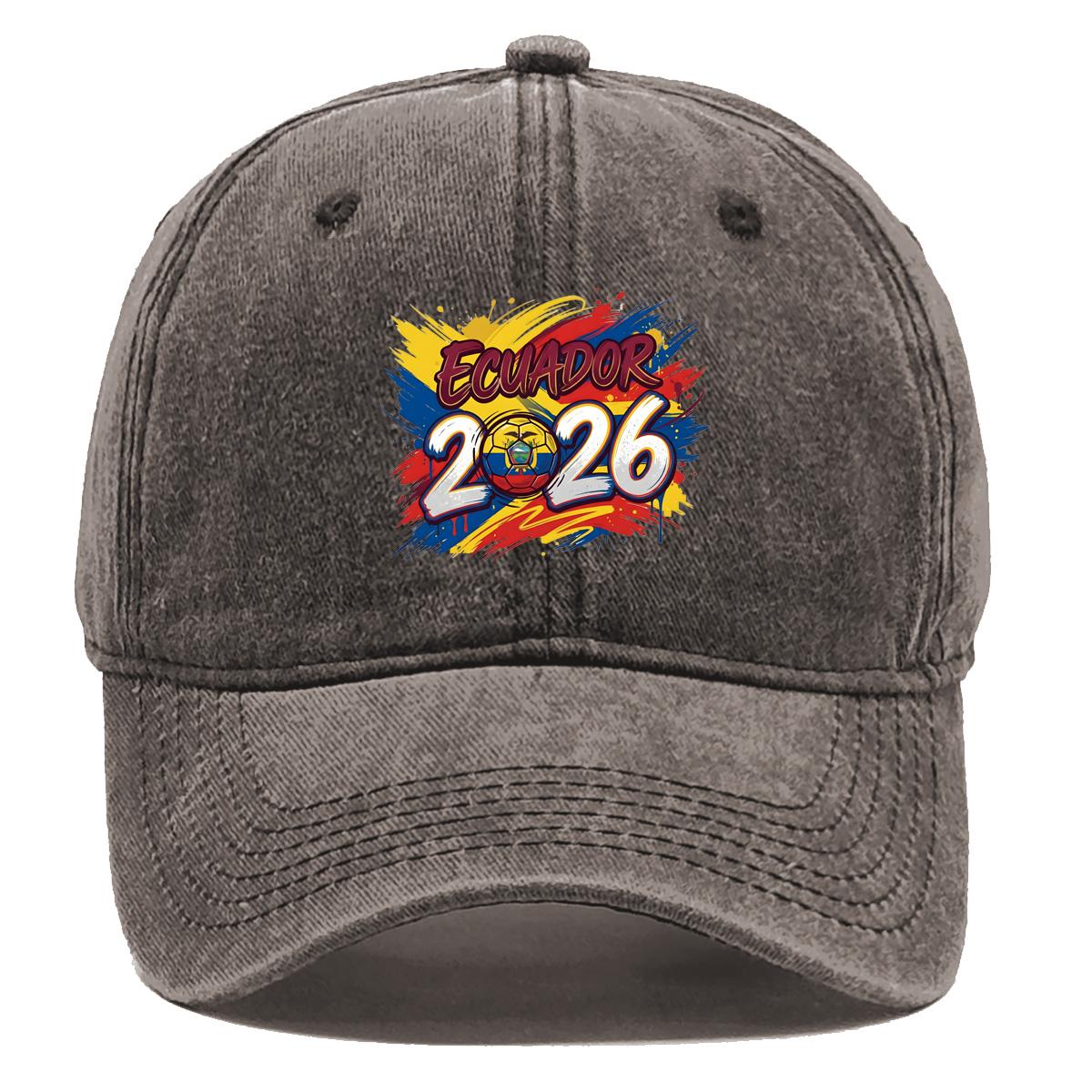 

2026 Football Soccer ECUADOR Flag Printed Baseball Cap , Adjustable Sun Hat Non-Stretch Fabric Hip Hop Slouchy Retro Woman s Cap as the picture коричневый