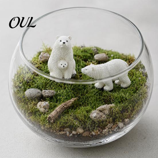 Winter Themed Micro Ornaments Polar Bear Resin Mini Figurines, Mother Baby Miniature for Figurines Succulents Pots Fish Tanks, Waterproof Home