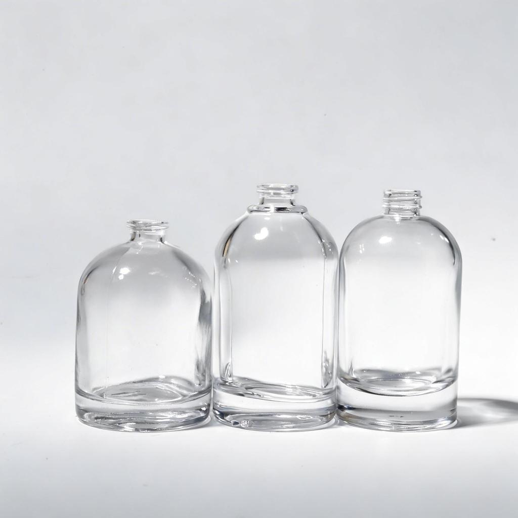 Transparent Cylindrical Glass Perfume Bottle with Bayonet Screw Cap