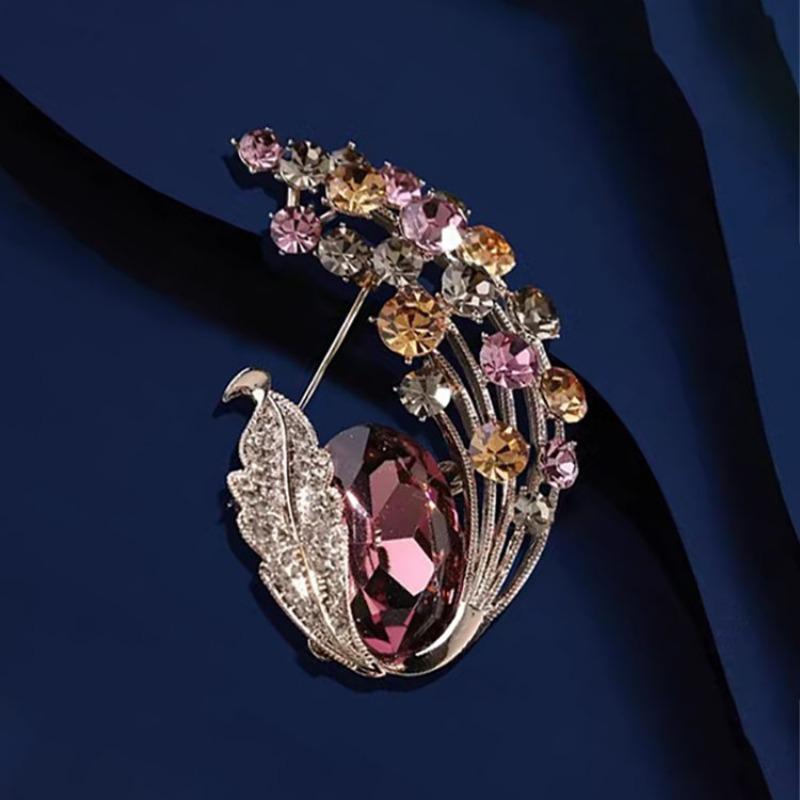 Винтажная хрустальная брошь, Роскошная и элегантная брошь для женщин, Брошь-перо во французском стиле