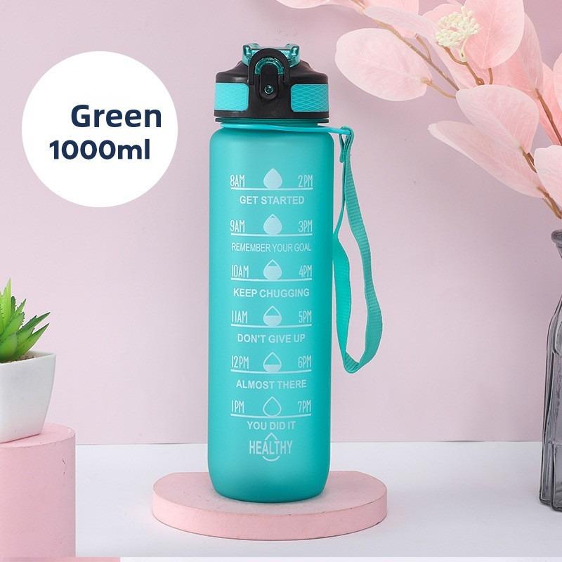 Plastic Sports Water Cup, Large Capacity 1L Outdoor Gradient Color Straw Space Water Cup