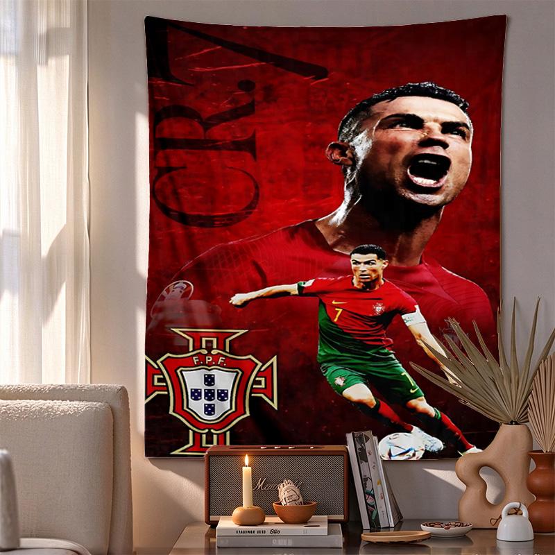 Cr7 Portugal Pattern Tapestry Wall Hanging Boho Aesthetic Wall Blanket For Bedroom Living Room Dorm Home Wall Decor 1012659