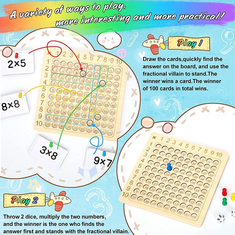 Hersteller Individuelles Hölzernes Montessori Multiplikationsbrett Spiel Tischspiel für Kinder Lernen