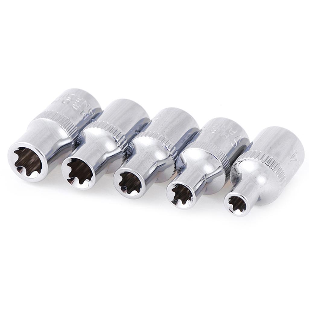 E4 E5 E6 E7 E8 Socket Wrench Set Torx Star Bits External Female E Socket Set Automotive Car Shop Tools 1/4 Inch(6.3mm)