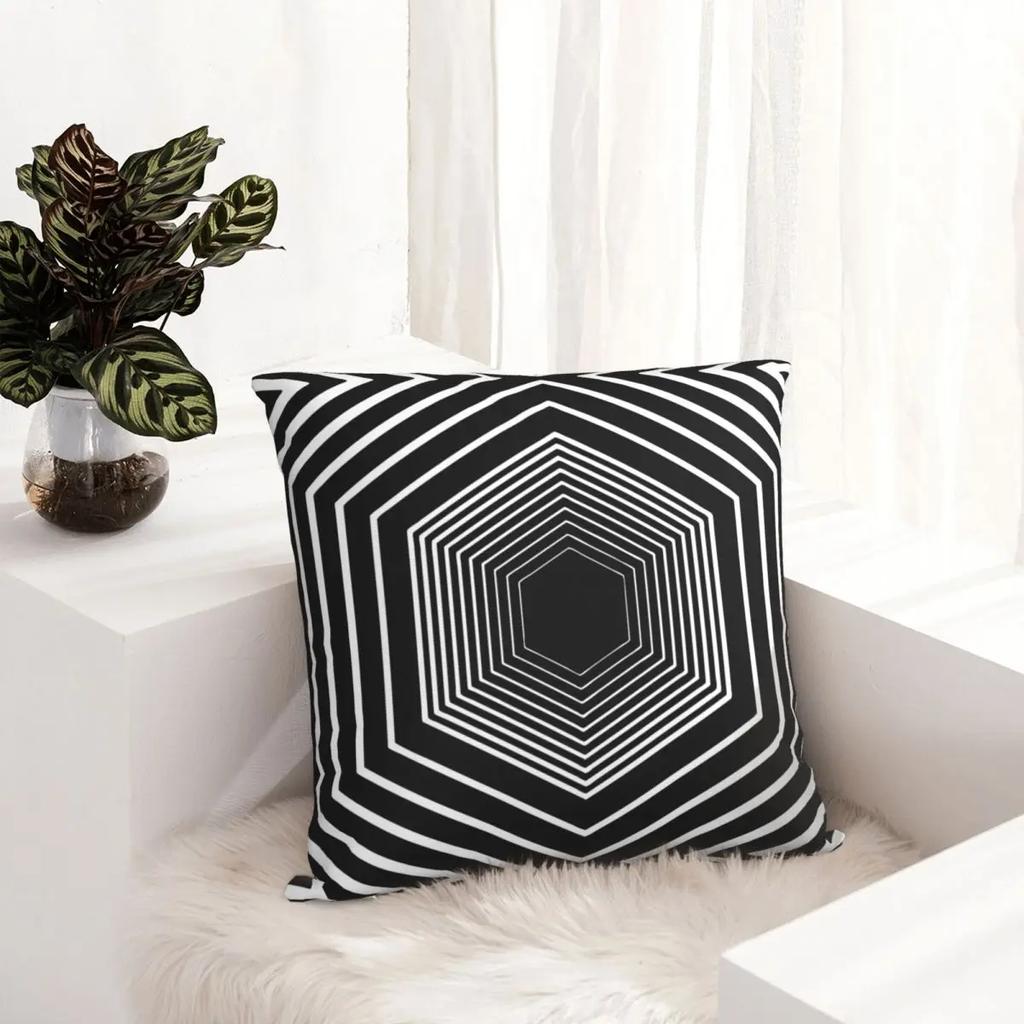Geometric Hexagon Pillowcase Double-sided Printing Polyester Cushion Cover Decorative Line Art Pillow Case Cover Home