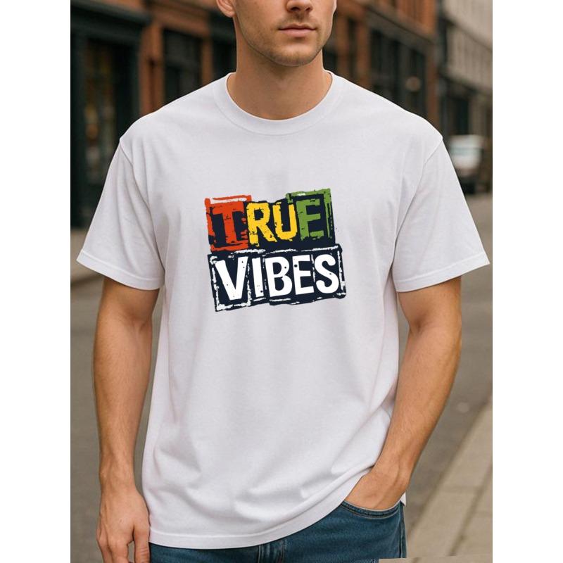 European Sizes True Self Rhythm Trendy Color-Blocking Print | Men'S Comfortable and Breathable Casual Sportswear Top, Crew Neck, Regular Sleeve