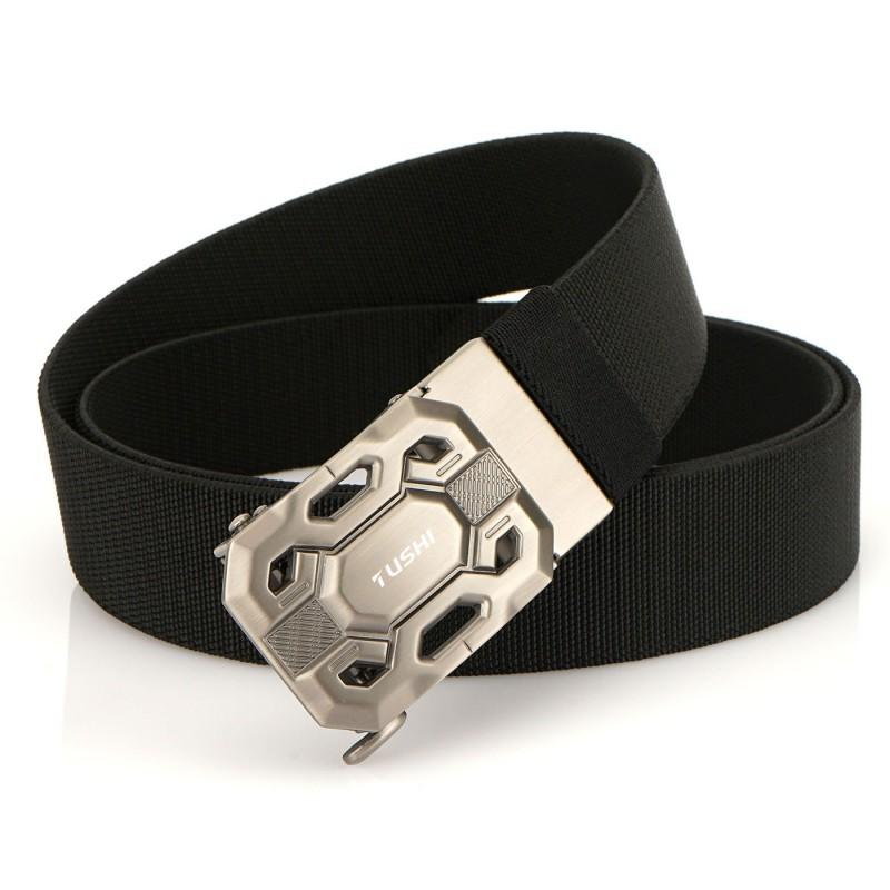 

Comfortable Upgraded Men s High-elasticity Nylon Automatic Buckle Waist Belt Young Middle-aged Casual Canvas 120cm чёрный
