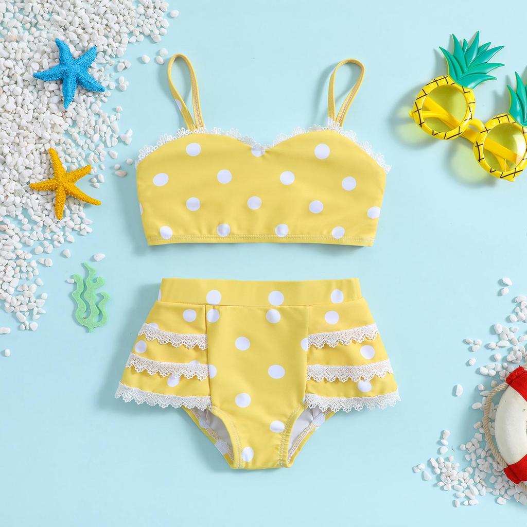 Polka Dot Halter Bikini for Girls - Two-Piece Swimsuit Set