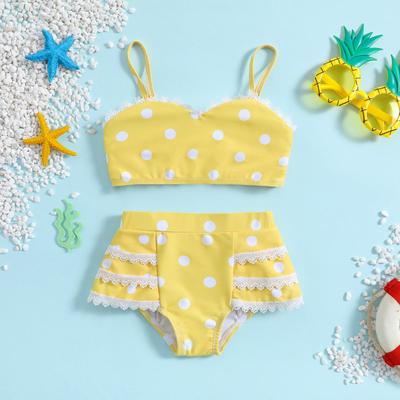 Polka taškų halterio bikini mergaitėms - dviejų dalių maudymosi kostiumėlio rinkinys