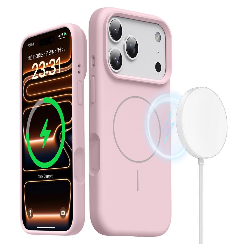 For iPhone 17 Pro Max Magnetic Case Skin-Friendly Liquid Silicone + PC Phone Cover Compatible with MagSafe