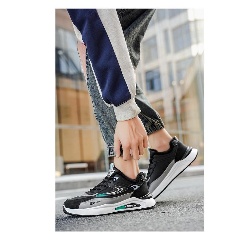Men Winter Fleece Lined Thick Sole Non Slip Casual Sports Chunky Sneakers