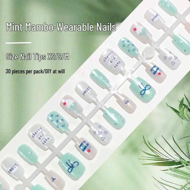 

Mint Mambo Crystal Cat Eye Ice Cream Nail Patches - 30 Pieces