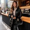 2025 European Women's Mid-Length Hooded Winter Cotton Coat