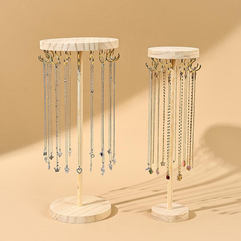 Versatile Jewelry Display Rack Sturdy Wood Constructions Jewelry Organization for Long Time Use Necklace Organization
