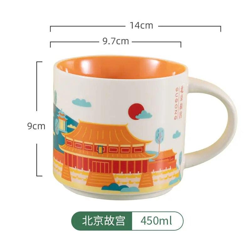Ins City Cup USA City Bone China Mug Global Collection Ceramic Japan England London Paris Hawaii Chicago New York City Mug 400ML