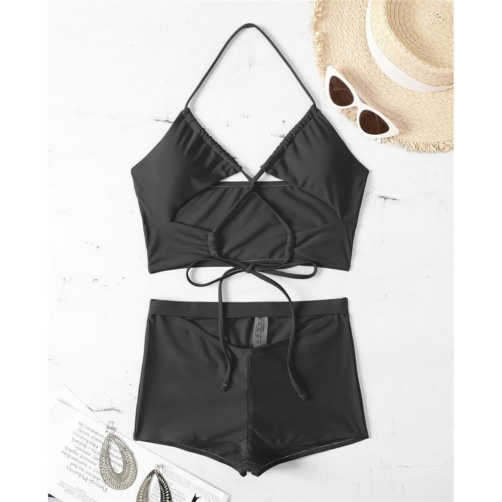 Ohlávka Šortky Vysoký pas Bikiny Dámské Plavky Dámské Plavky Dvoudílné Bikiny Souprava Koupání Plavky Lady