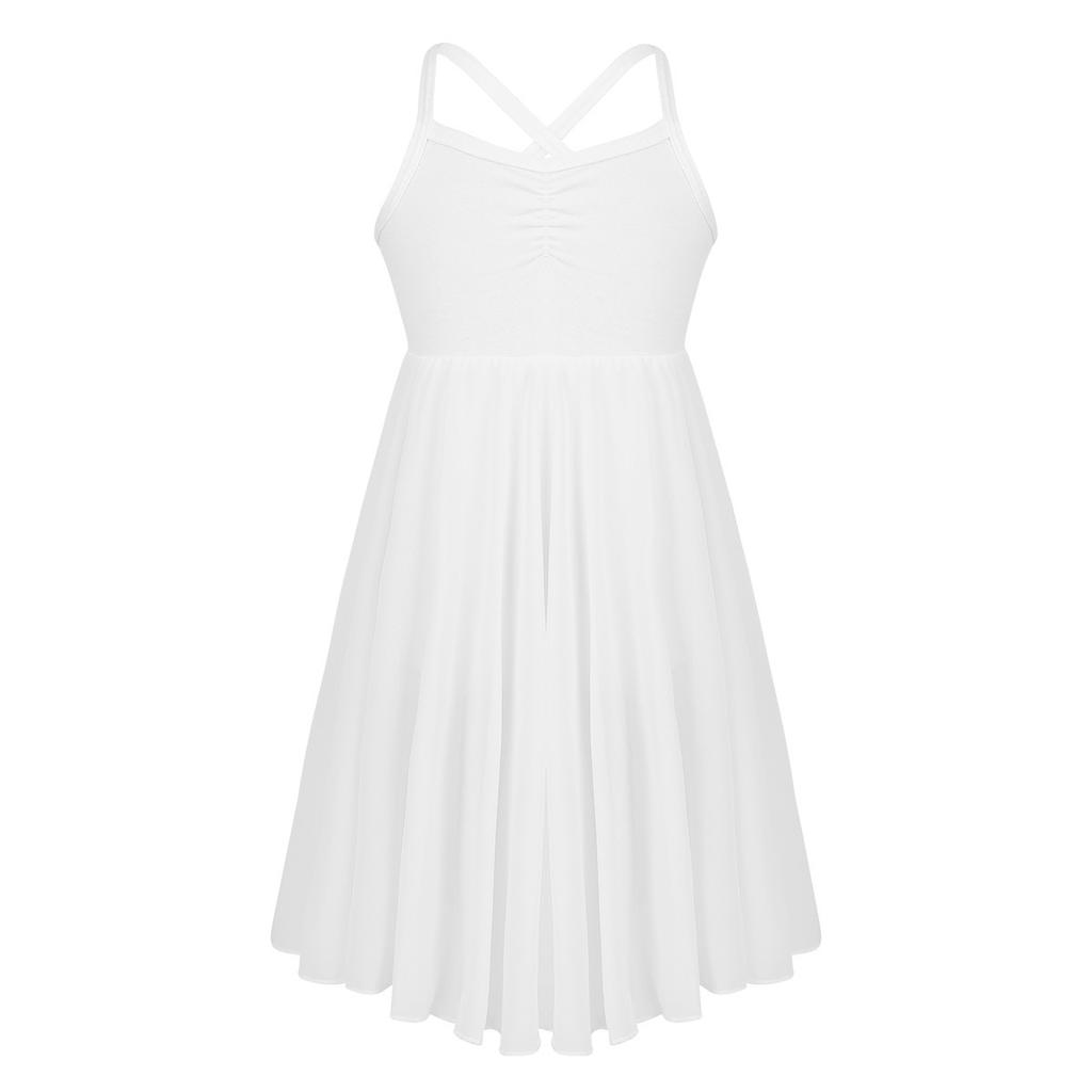 Girls Chiffon Ballet Leotard Dress Elegant Dancewear for Ballet Performances Practice