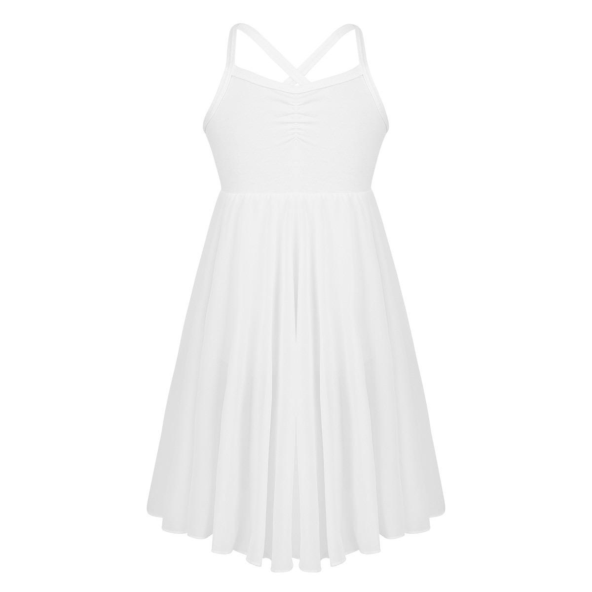 

Дівчачий шифоновий балетний купальник-сукня Елегантний танцювальний одяг для балетних виступів, практики 5-6 Years білий