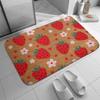 Strawberry Hearts Doormat, Floral Spring Summer Welcome Mat, Indoor Front Back Door Mat, Coral Velvet Rug 16"x24"
