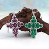 Big Cross Pendant 925 Sterling Silver Necklace Natural agate/Rhodolite Garnet Gemstone Fine Jewelry for Women's Banquet Gift