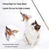 Retractable Cat Fishing Rod with Feather Teaser and Bite-Resistant Replacement Head for Self-Play and Boredom Relief.
