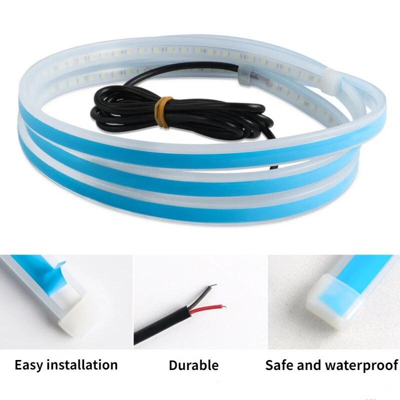 Car Hood Led Decorative Light Bar Through Type Hood Slit Guide Strip Modified Ambient Light Car Daytime Running Lights