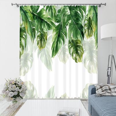 3D Green Banana Leaf Butterfly Curtains Tropical Plant Scenery Polyester Shading for Bedroom Living Room Home Decor