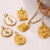 Stylish Gold Embossed Stainless Steel Pendant – Trendy European & American Jewelry Accessory