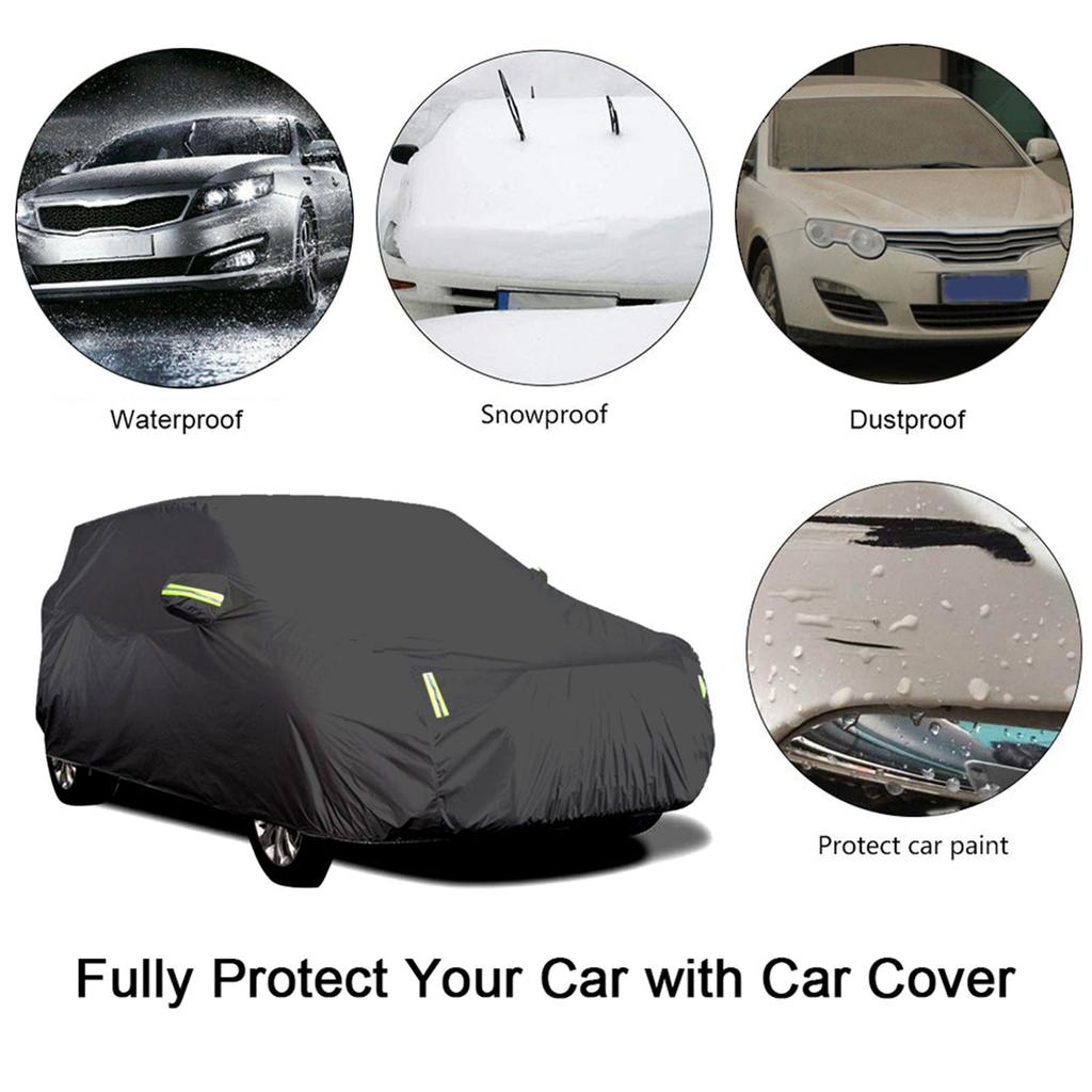 Car Dustproof Waterproof Cover Full Covers with Reflective Strip Sunscreen Protection Cover UV Scratch-Resistant for 4X4/SUV