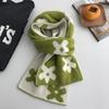 Small Flower Pattern Cashmere Scarf Women's Winter Knitted Scarf Japanese Warm Thickened Scarf