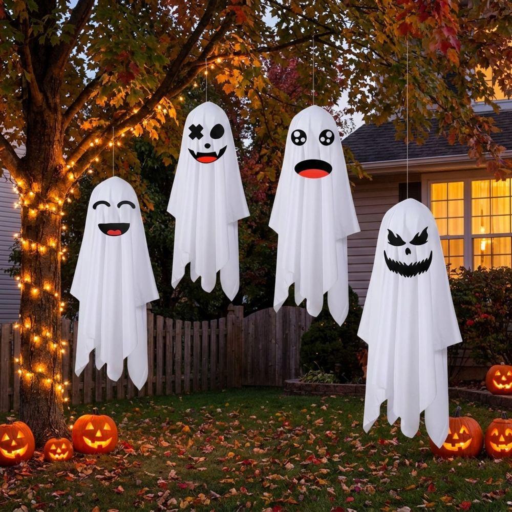 Eerie Halloween Hanging Ghost Decor White Front Door Hanging Halloween Gifts