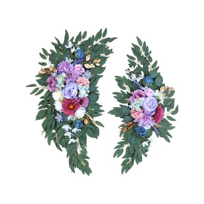 2PCS Wedding Arch Artificial Flowers Hanging Faux Flower Swag Set for Wedding Welcome Signs Reception Ceremony