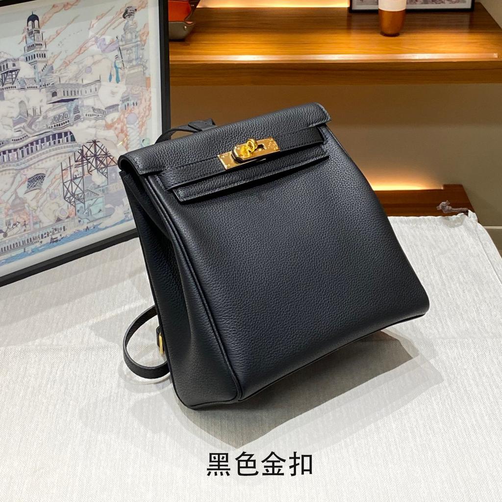 New In Autumn and Winter, Backpack First Layer TOGO Cowhide Lychee Pattern Kelli Bag Fashionable Versatile Women's Bag