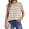 New Women's Striped Knit Sweater Vest Sleeveless Pullover Patchwork Casual Top