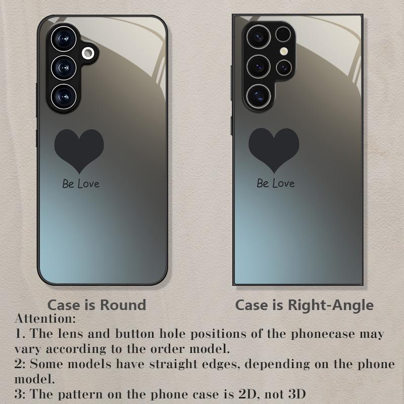 Gradient heart-shaped pattern glass phone case suitable for Samsung Galaxy S26 S25 S24 S23 S22 S20 FE Ultra Plus shockproof