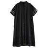 Spring and Summer New Loose Large Size Mesh Splicing Casual Simple Sweet Short-sleeved Shirt Dress