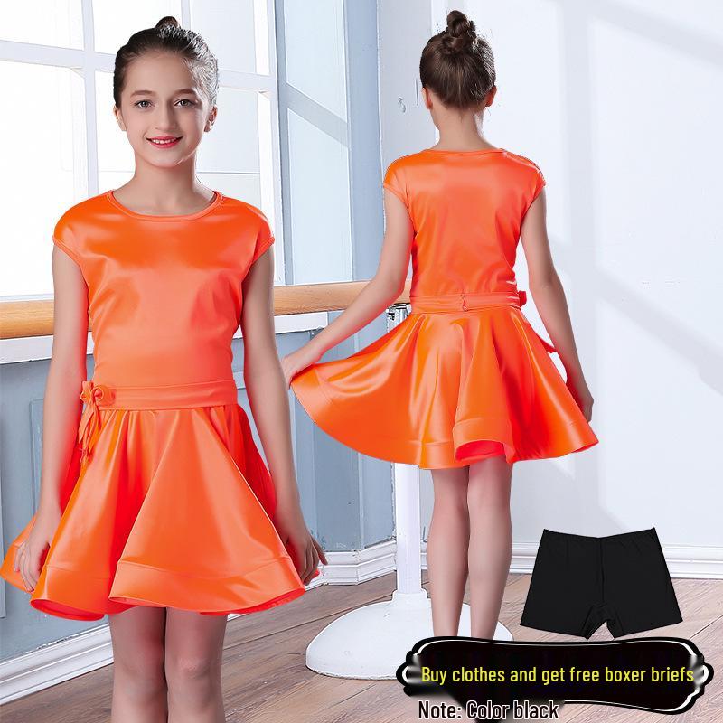 Mid-Sleeve Latin Dance Skirt for Girls – Competition & Performance-Grade Dancewear