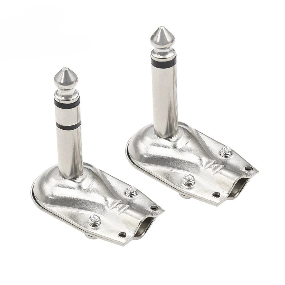 90 Degree Right Angle 6.35Mm Jack Plug Metal 23 Pole Mono Stereo Audio Connector For Guitar Phone Amplifier Cable Repair