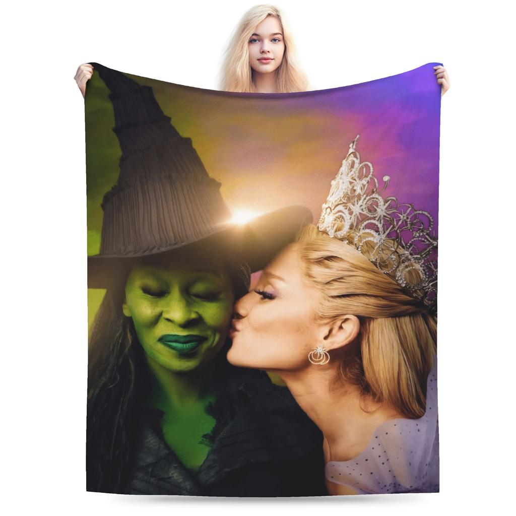 W-Wicked 2 Musical Movie Glinda Elphaba Blanket Warm Soft Street Trend Plush Throw Blanket Flannel Bedspread Bed Cover