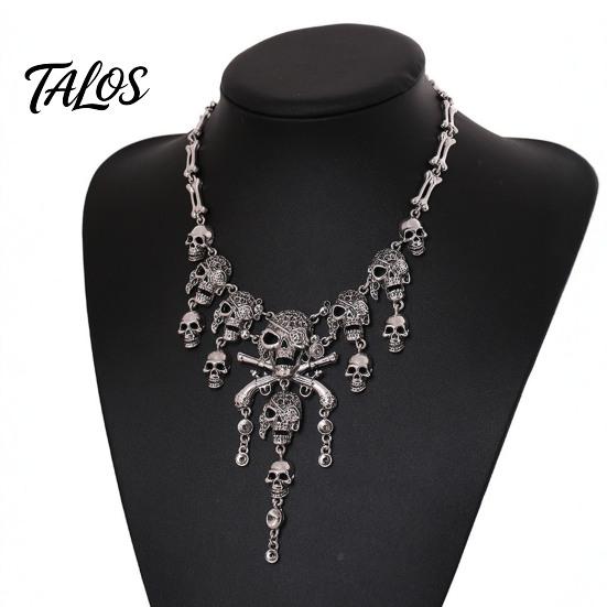 Accessori Estetica Oscura Collana con Teschio e Nappe Multistrato Vintage, Bracciale Collana Horror da Donna per Gioielli di Moda Edgy Donna, Gotico Halloween